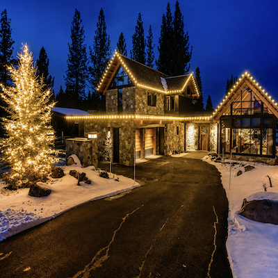 outdoor christmas lights wreath garland and trees